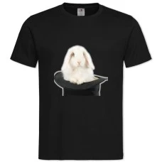 TWhite Rabbit In Hat -shirt with Print White Rabbit In Hat - 2XL black