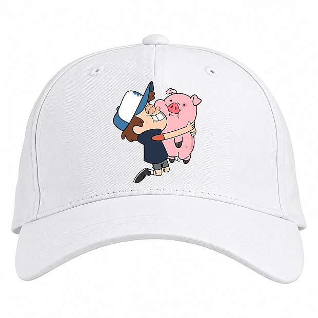 Baseball cap with Print Gravity Falls Dipper And Waddles - white