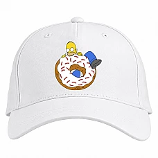 Baseball cap with Print The Simpsons Happy Homer - white
