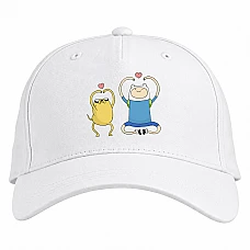 Baseball cap with Print Adventure Time Finn And Jake - white