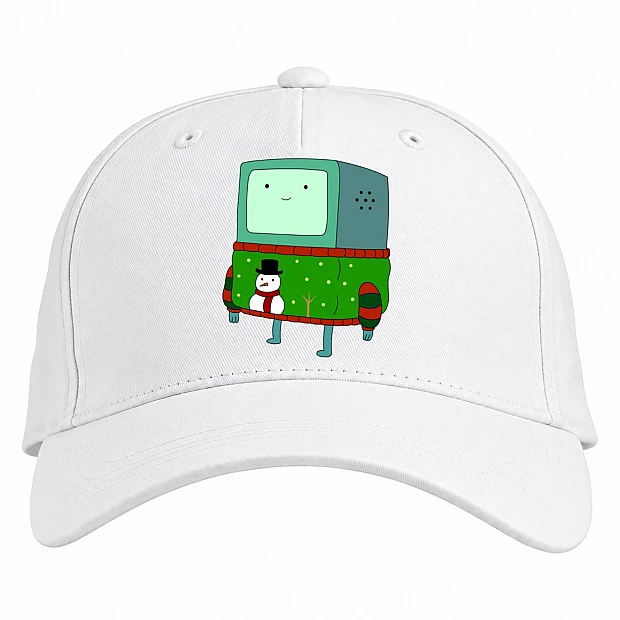 Baseball cap with Print Adventure Time Christmas Beemo - white