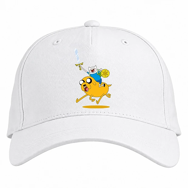 Baseball cap with Print Adventure Time Jake And Finn - white