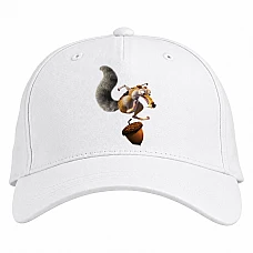 Baseball cap with Print Scrat Ice Age Squirrel And Acorns - white