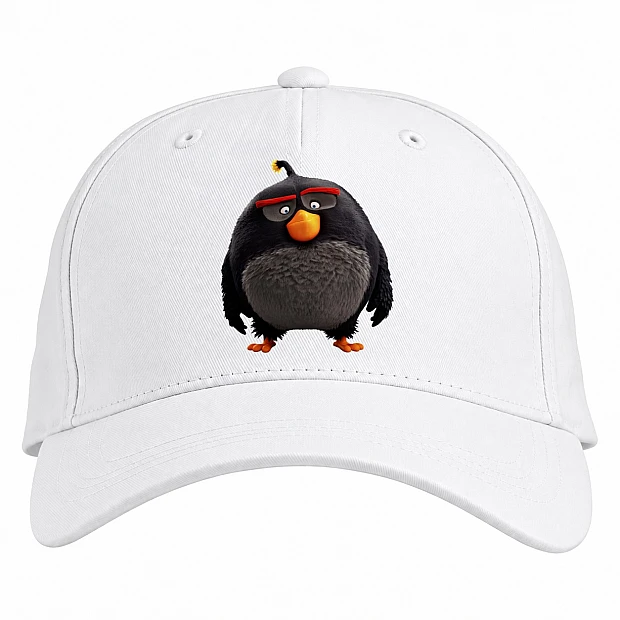 Baseball cap with Print Angry Birds Black Bird - white
