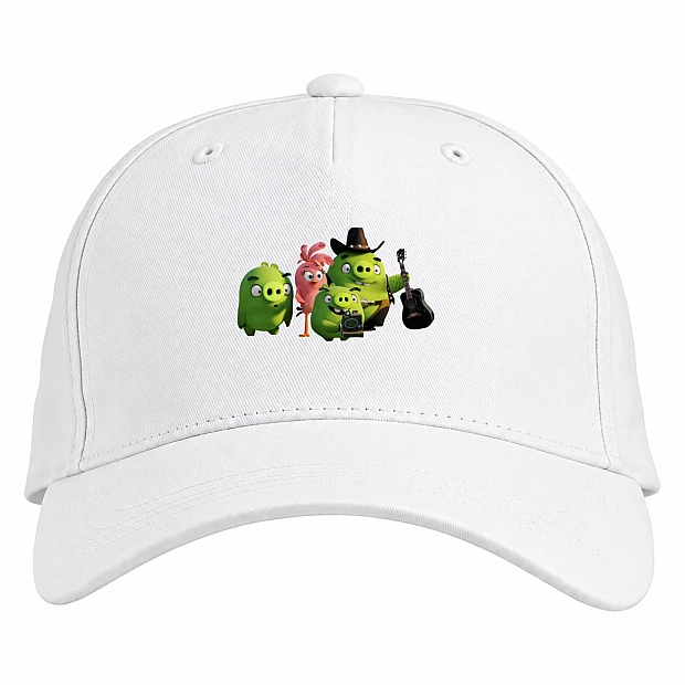 Baseball cap with Print Angry Birds Funny Green Pigs - white