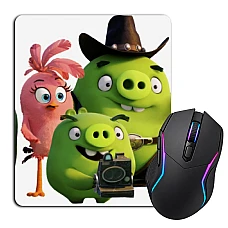 Mouse pad with print Angry Birds Funny Green Pigs