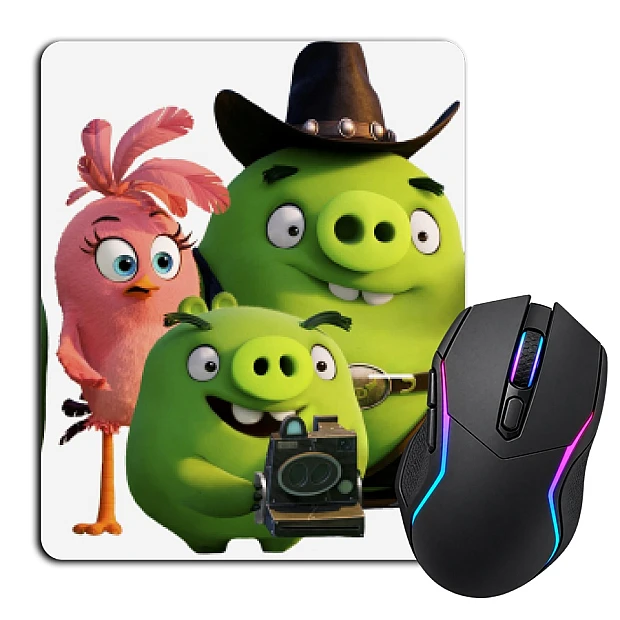Mouse pad with print Angry Birds Funny Green Pigs
