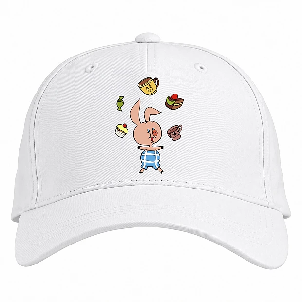Baseball cap with Print Funny Winnie The Pooh Piglet - white