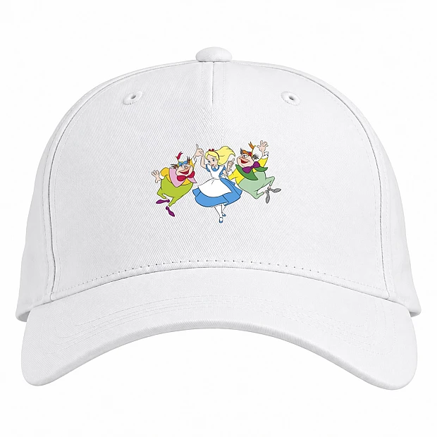Baseball cap with Print Alice In Wonderland And Friends - white