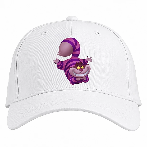 Baseball cap with Print Alice In Wonderland Cheshire Cat Hero Print - white