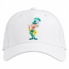 Baseball cap with Print Alice In Wonderland Mad Hatter Print - white