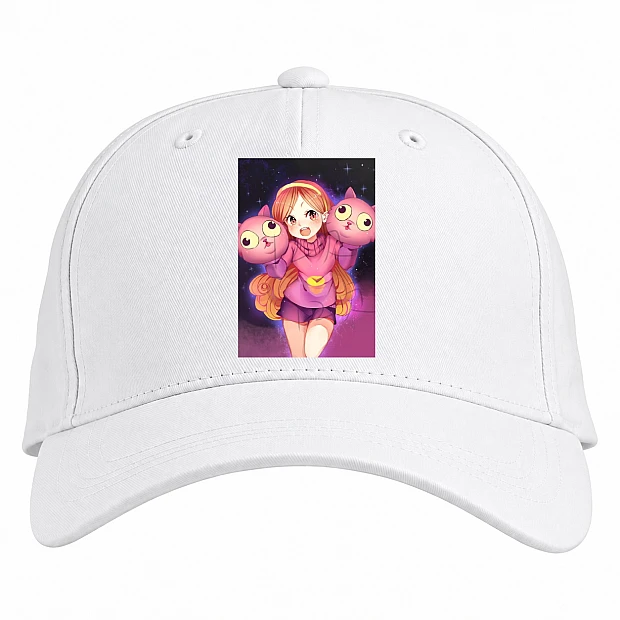 Baseball cap with Print Gravity Falls Anime Cats - white