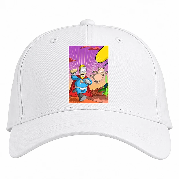 Baseball cap with Print The Simpsons Homer Superhero - white