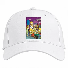 Baseball cap with Print The Simpsons Cinema Family - white