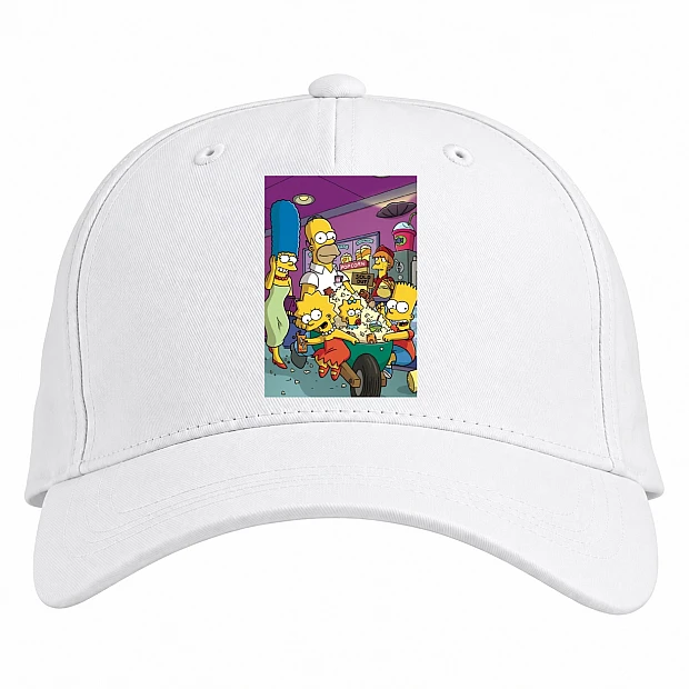 Baseball cap with Print The Simpsons Cinema Family - white