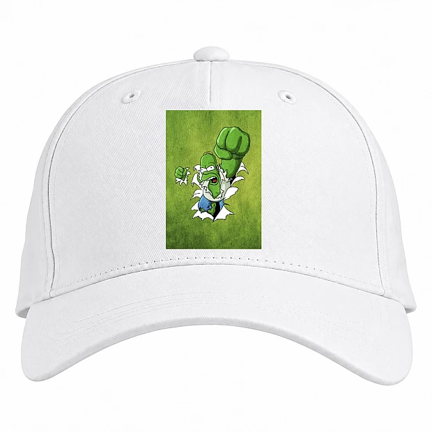 Baseball cap with Print The Simpsons Hulk Homer - white