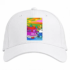 Baseball cap with Print The Simpsons Neon Art - white