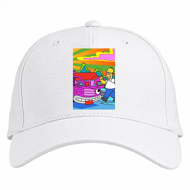 Baseball cap with Print The Simpsons Neon Art - white