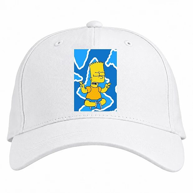 Baseball cap with Print The Simpsons Meditation Bart - white