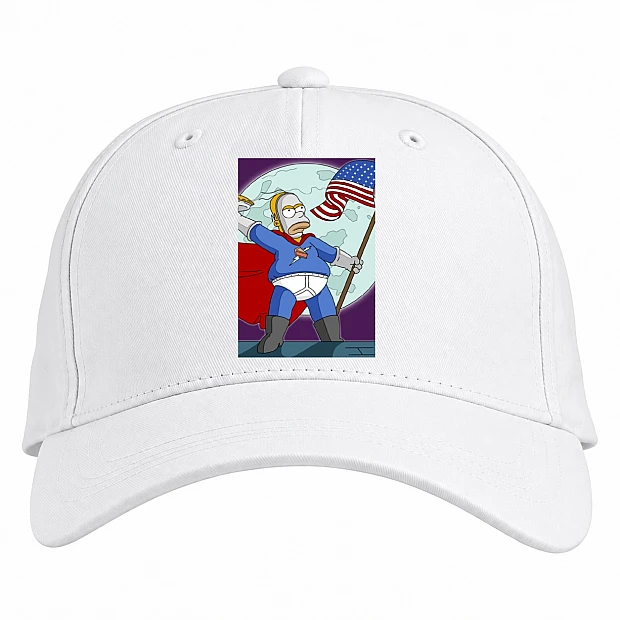 Baseball cap with Print The Simpsons Superhero Homer - white