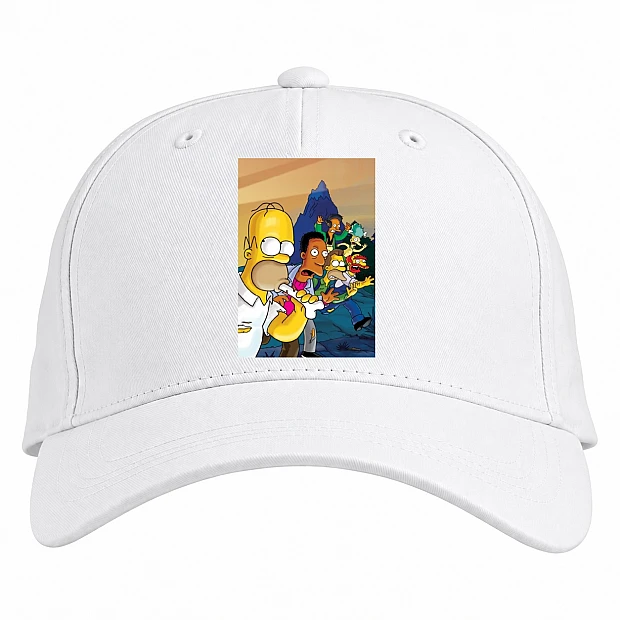 Baseball cap with Print The Simpsons Main Characters - white