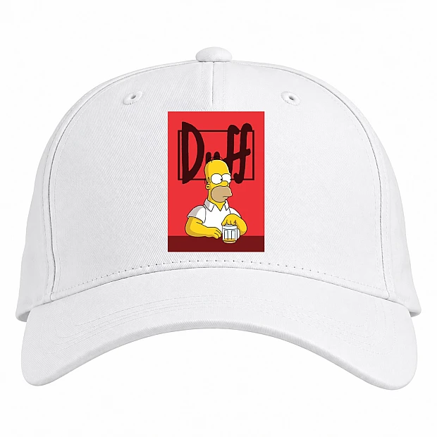 Baseball cap with Print The Simpsons Homer Duff Beer - white