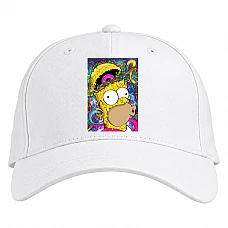 Baseball cap with Print The Simpsons Art Homer - white