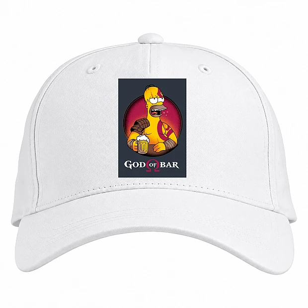 Baseball cap with Print The Simpsons God Of Bar - white