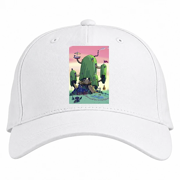 Baseball cap with Print Adventure Time Tree House - white