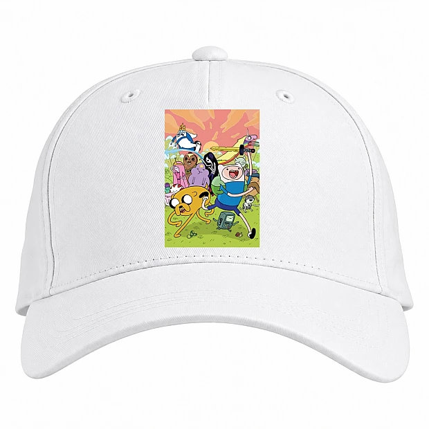 Baseball cap with Print Adventure Time Running Heroes - white