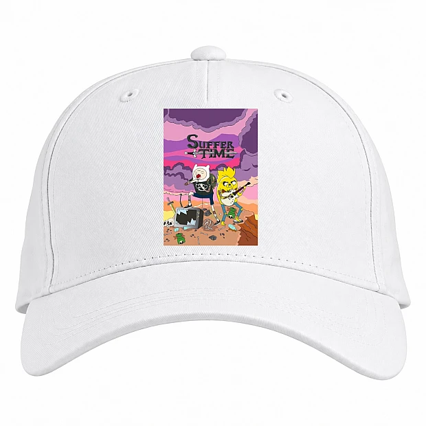 Baseball cap with Print Adventure Time Suffer Time - white