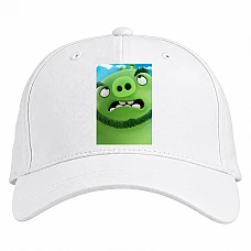Baseball cap with Print Angry Birds Green Pig - white