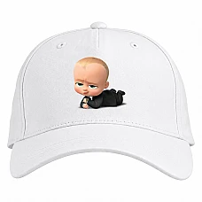 Baseball cap with Print Baby Boss Funny - white