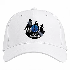 Baseball cap with Print Alice In Wonderland Clock - white