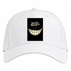 Baseball cap with Print Alice In Wonderland We Are All Mad Here Smile - white