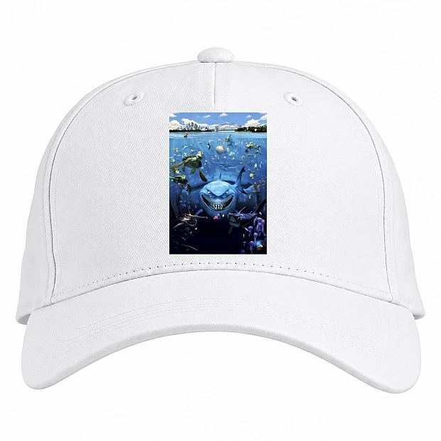 Baseball cap with Print Finding Nemo And Dory Shark - white