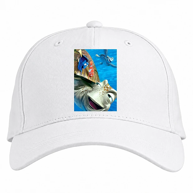 Baseball cap with Print Finding Nemo And Dory Turtle And Fishes - white