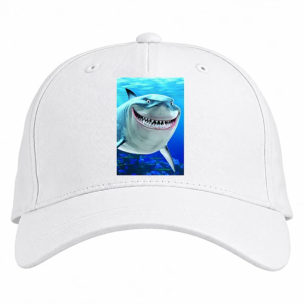 Baseball cap with Print Finding Nemo And Dory Smiling Shark - white
