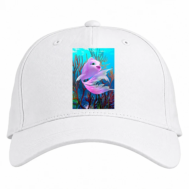Baseball cap with Print Finding Nemo And Dory Pink Fish - white