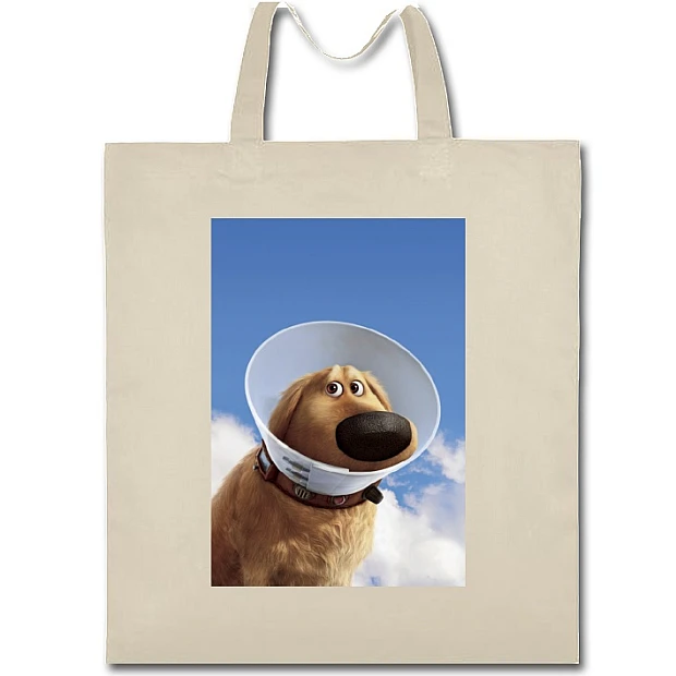 Eco bag with print Up Dog Dug - beige