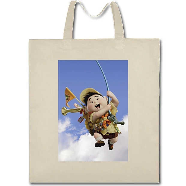 Eco bag with print Up Russell Flying - beige