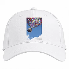 Baseball cap with Print Up Flying House - white