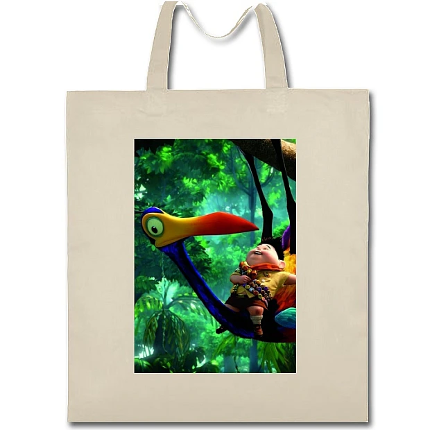 Eco bag with print Up Beautiful Bird - beige