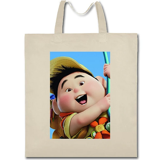 Eco bag with print Up Russell Face - beige