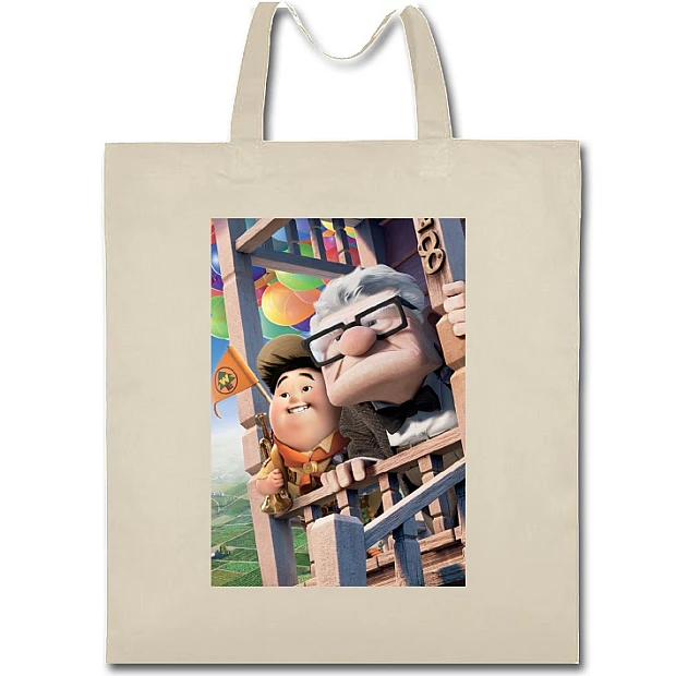 Eco bag with print Up Carl Fredricksen With Russell - beige