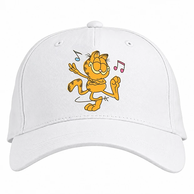 Baseball cap with Print Garfield Music Cat - white