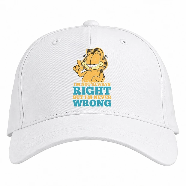 Baseball cap with Print Garfield Right And Wrong - white
