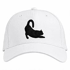 Baseball cap with Print Funny Black Cat - white