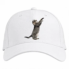 Baseball cap with Print Funny Grey Kitten - white