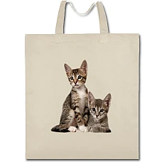 Eco bag with print Two Cute Kittens - beige